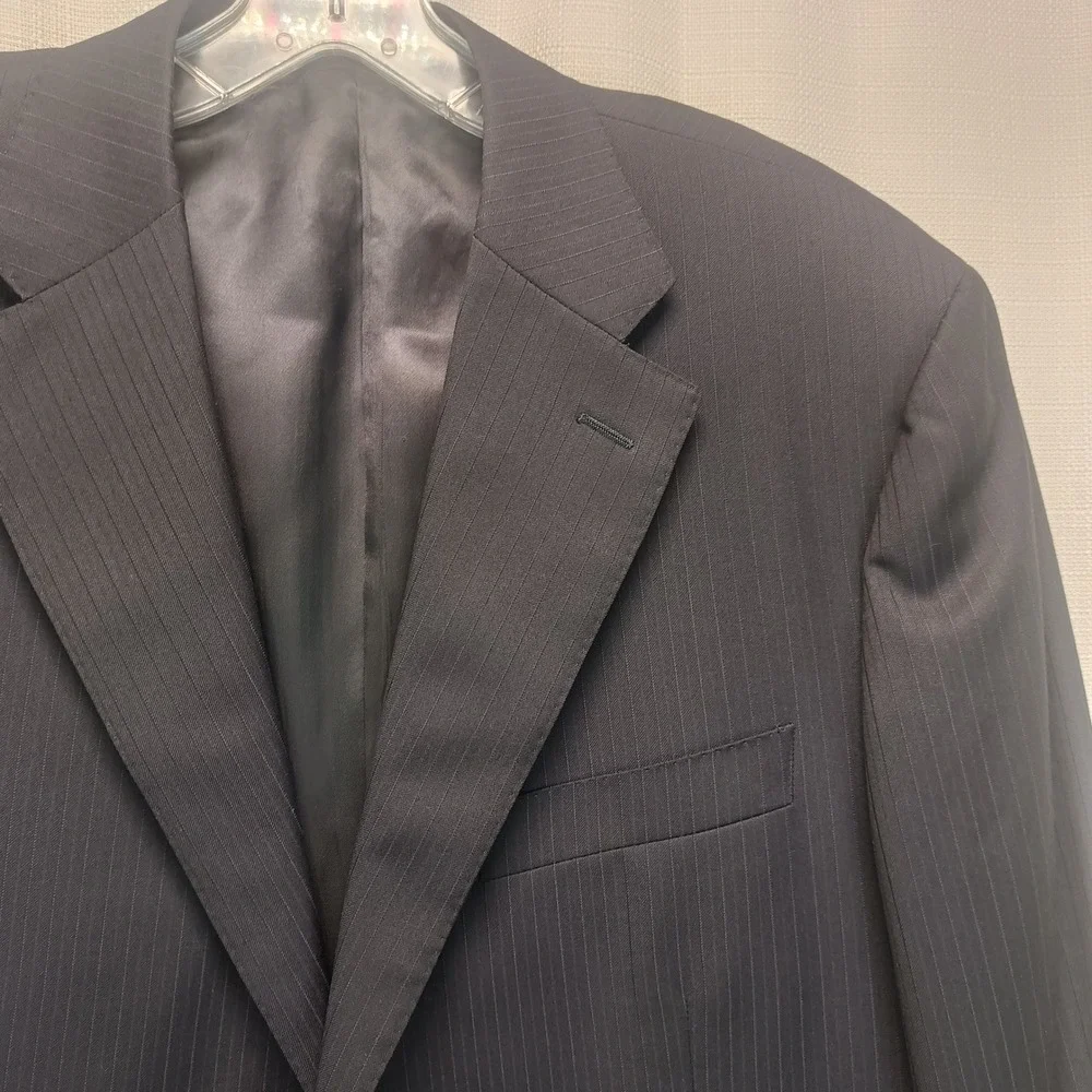 Canali 1934 Mens 54L 44L Pinstripe Wool Blazer Jacket Made in Italy Navy‎ Blue